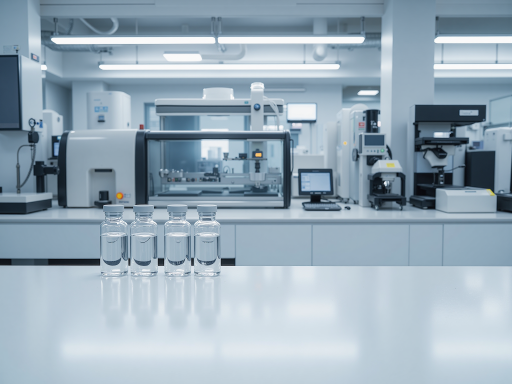 现代化实验室设备展示，多台精密仪器整齐排列，白色背景，明亮自然光线